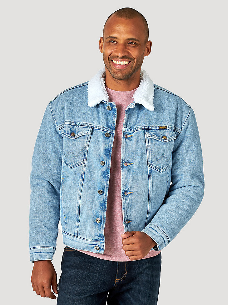 Wrangler® Mens Western Sherpa Lined Denim Jacket i – Dales Clothing Inc