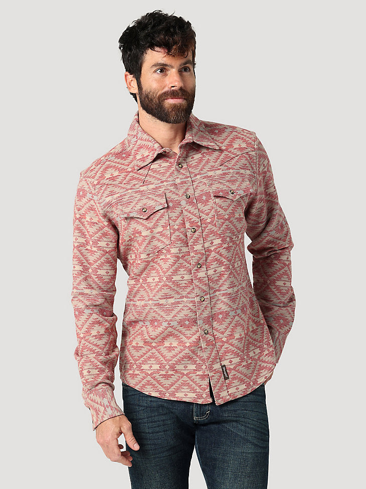 Men's Wrangler Retro® Premium Jacquard Snap Shirt in Chili – Dales Clothing  Inc