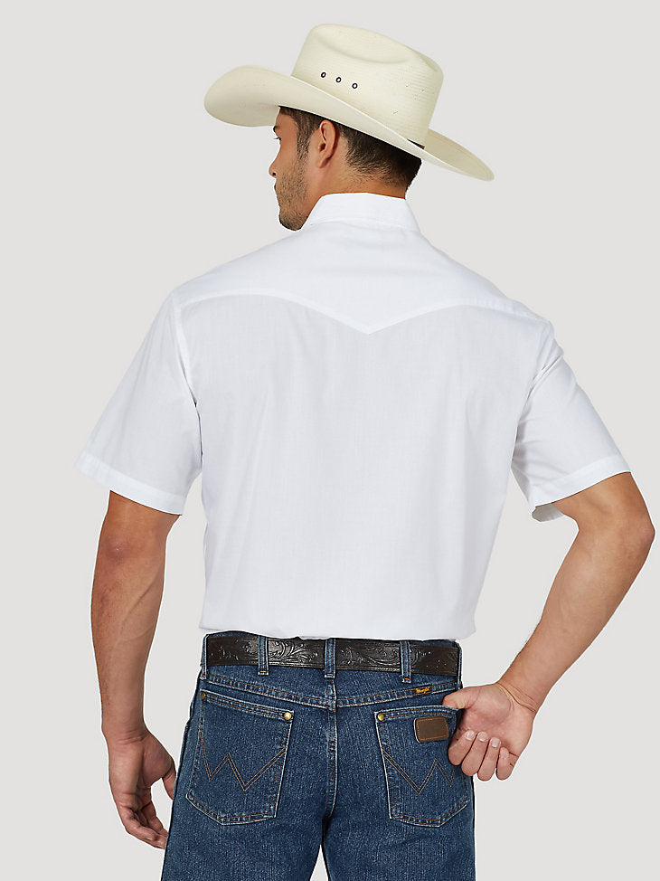 Men's Wrangler® Short Sleeve Solid Western Snap Sport Shirt in White –  Dales Clothing Inc