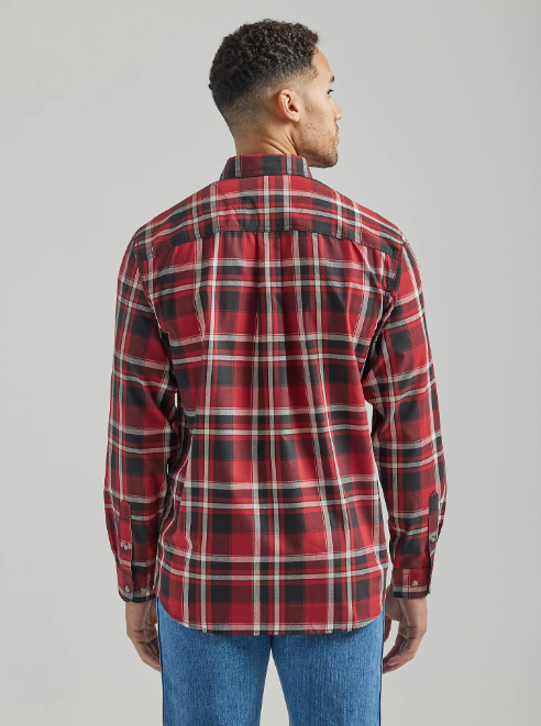 Wrangler Red Black Mens Plaid Button Down Shirt – Dales Clothing Inc