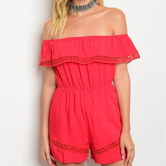 red romper pants