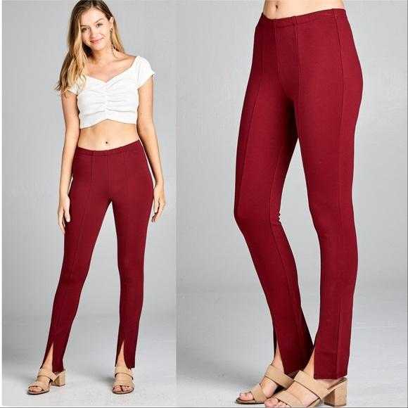 burgundy skinny pants