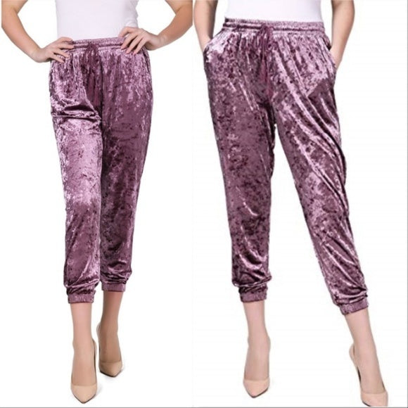 purple velvet joggers