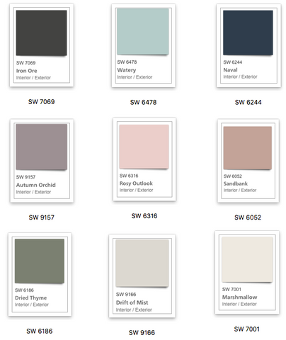 Sherwin Williams Paint Color Palette 