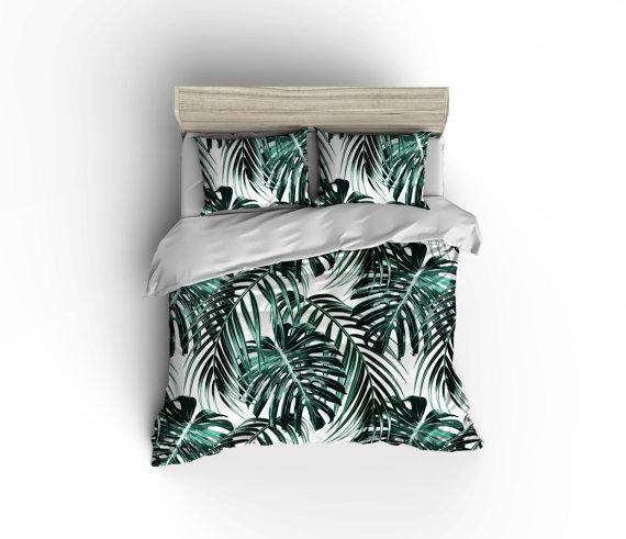 Tropical Leaf Forest Green Bedding Maven Flair