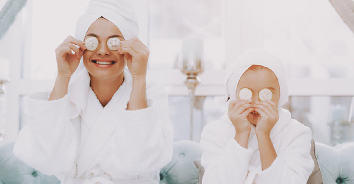 Mom and daughter having a spa day