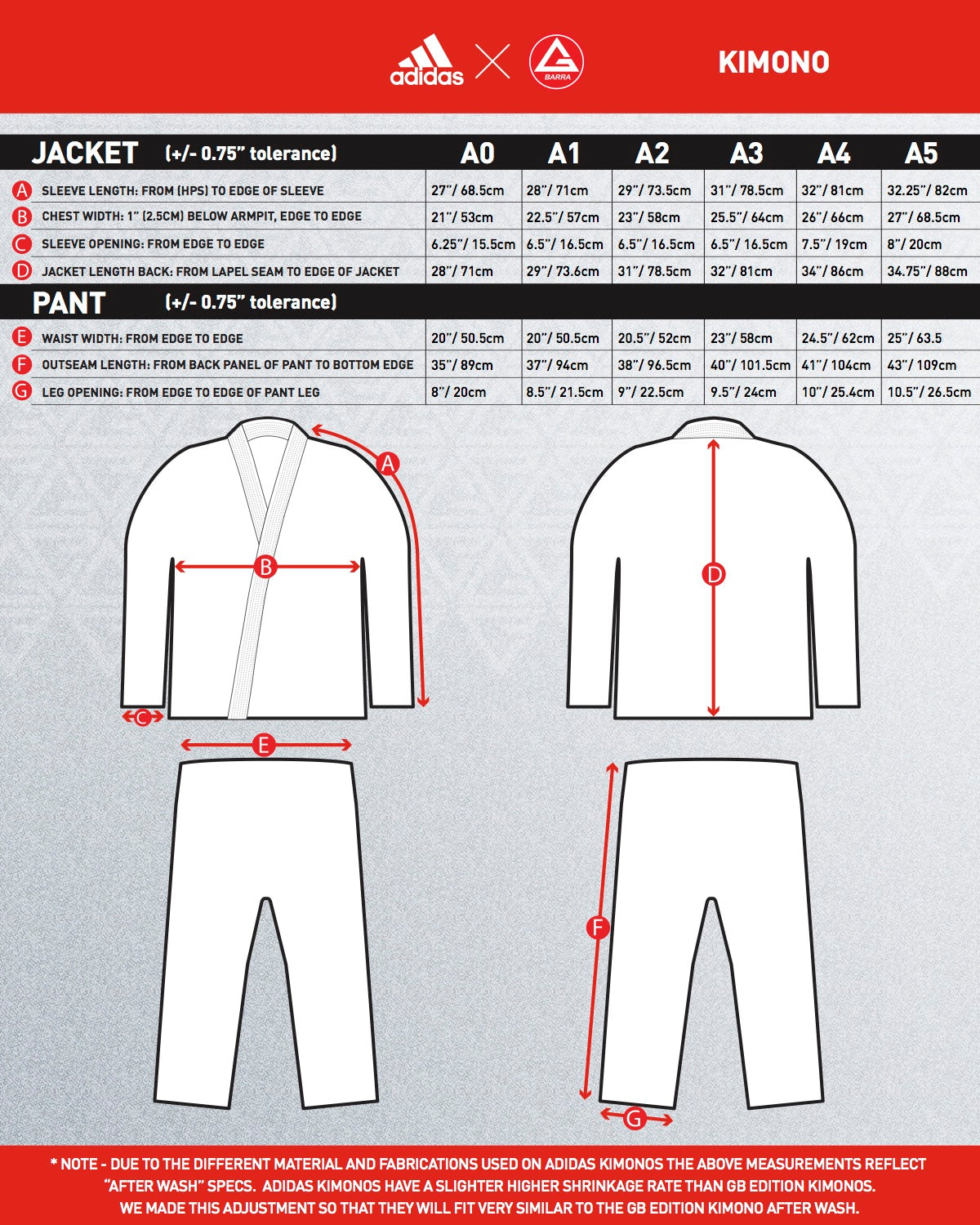 Adidas Jacket Size Chart Cm