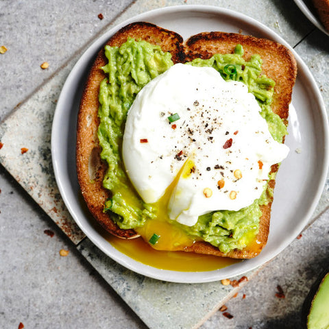 avocado toast with poached egg on top