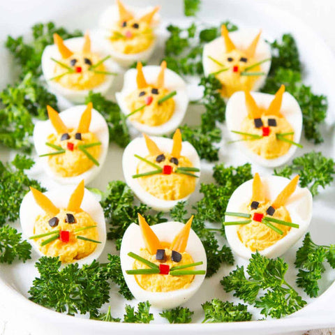 deviled eggs that look like little bunnies.