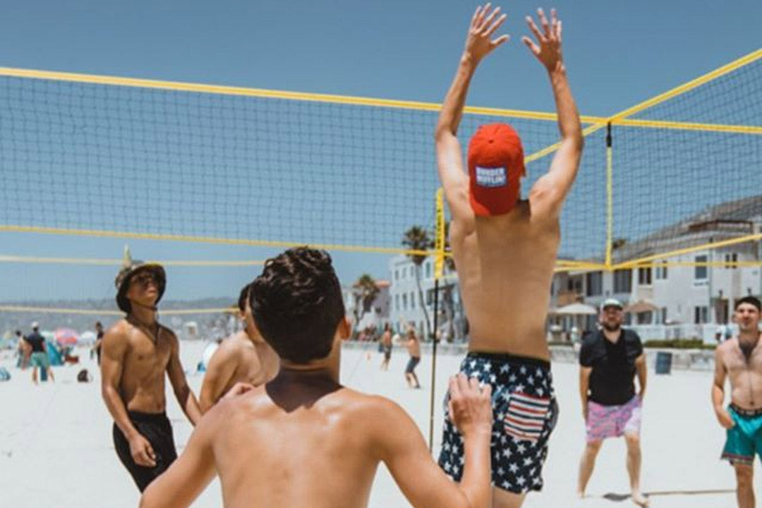 Friends Playing Crossnet on a beach