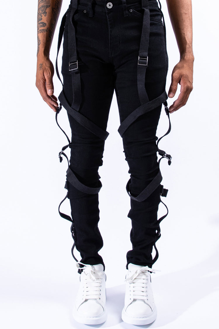 mens jeans with straps