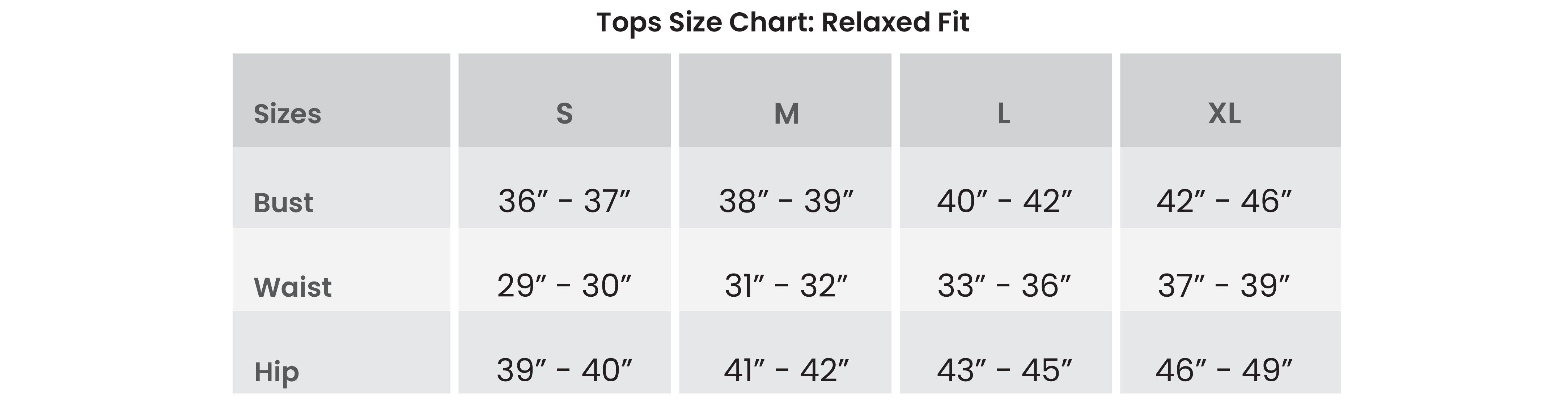 Women's Size & Fit – Buttercloth