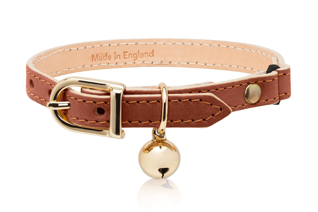 Cat Collar - Tan with Gold Bell 