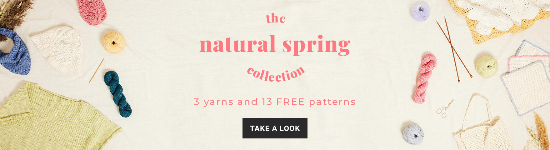 Shop the Natural Spring Collection yarns and free knitting and crochet patterns