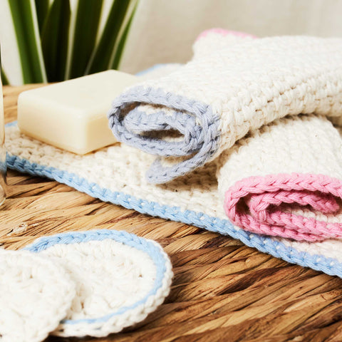Download the free Eco Washcloth and Eco Cotton Pad crochet patterns