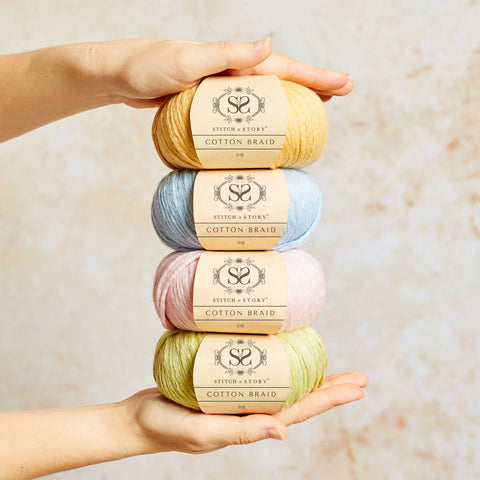 Shop the Cotton Braid yarn for knitting and crochet