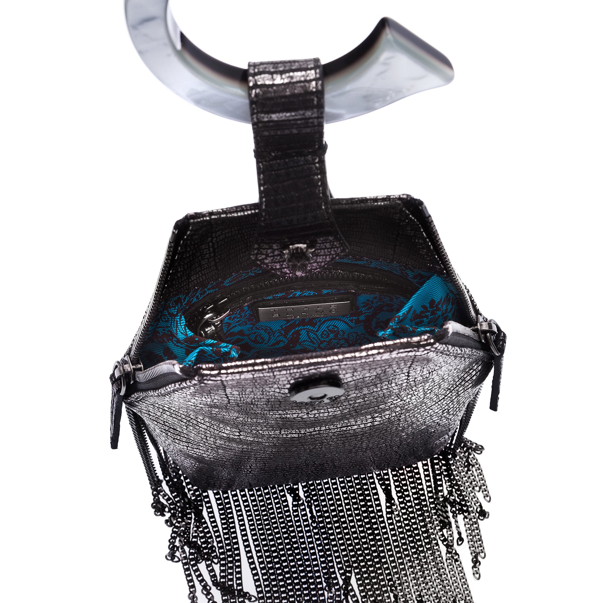 Bonnie Gunmetal Chain Fringe: Designer Women's Handbag