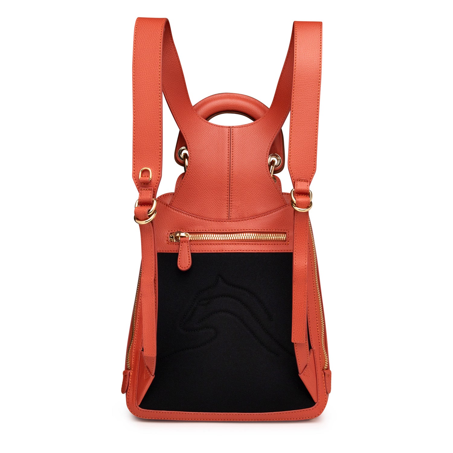 Racer Mini: Women's Designer Backpack in Orange Leather