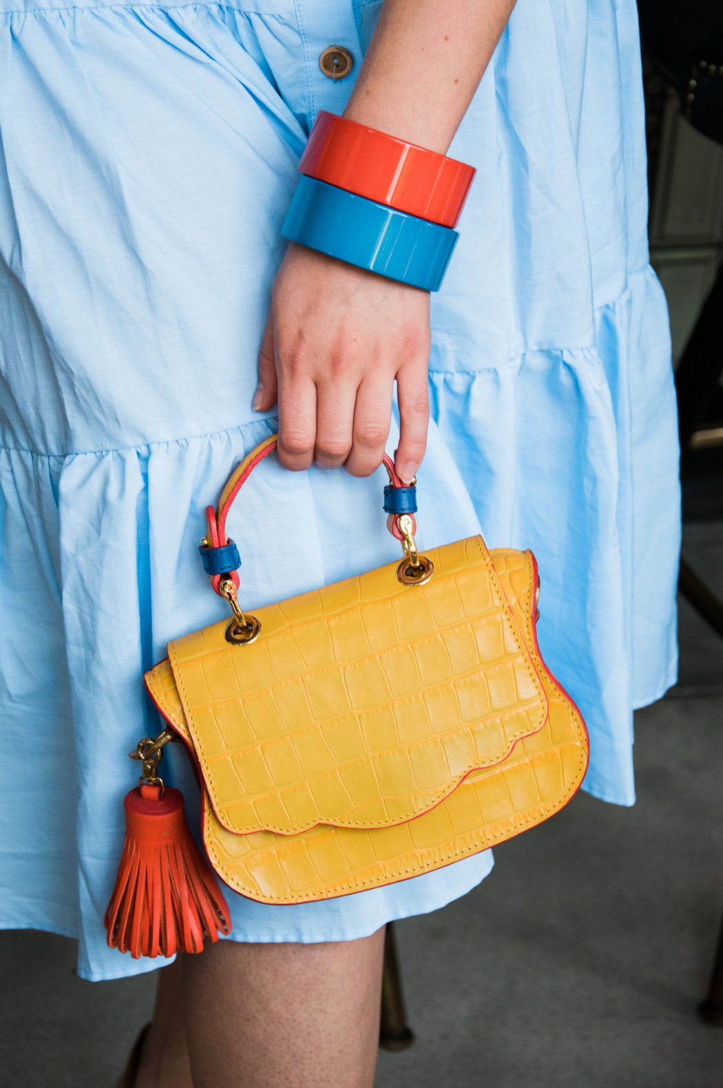 yellow croc bag