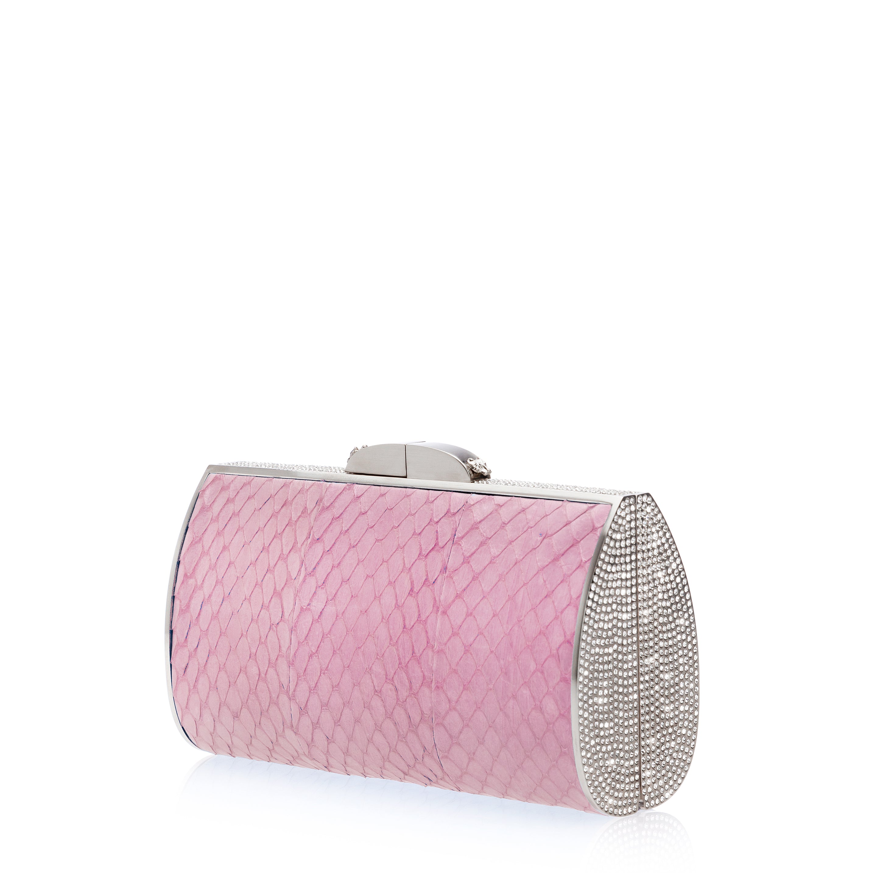 Talia Evening Clutch: Light Pink with Silver Accent