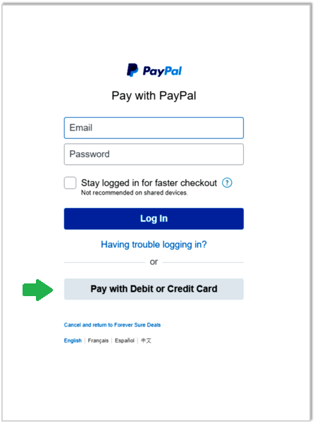 Forever Sure Deals - Payment Method PayPal Login