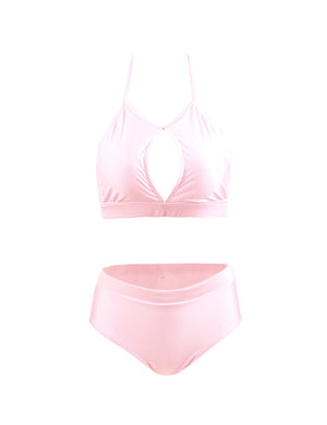 Pink Halter High Wasit Bikini - skarnoldart, Swimwear, skarnoldart