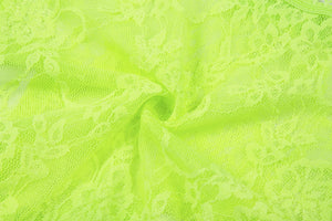 Neon Nights - Green Sheer High Waist Bra and Panty Set with gloves - skarnoldart, Lingerie Sets, skarnoldart