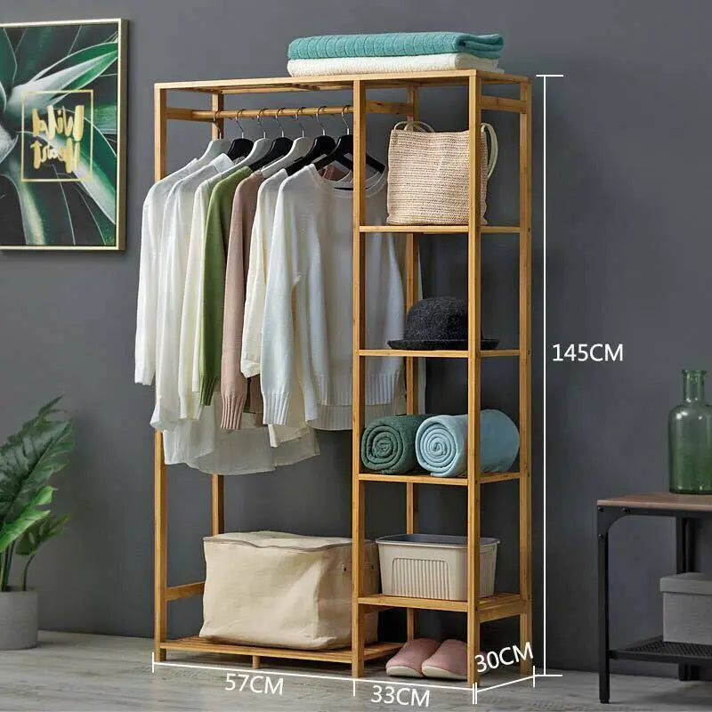 Bamboo Coat Clothes Garment Hanger Holder Rack Stand Organiser Simple Stylish