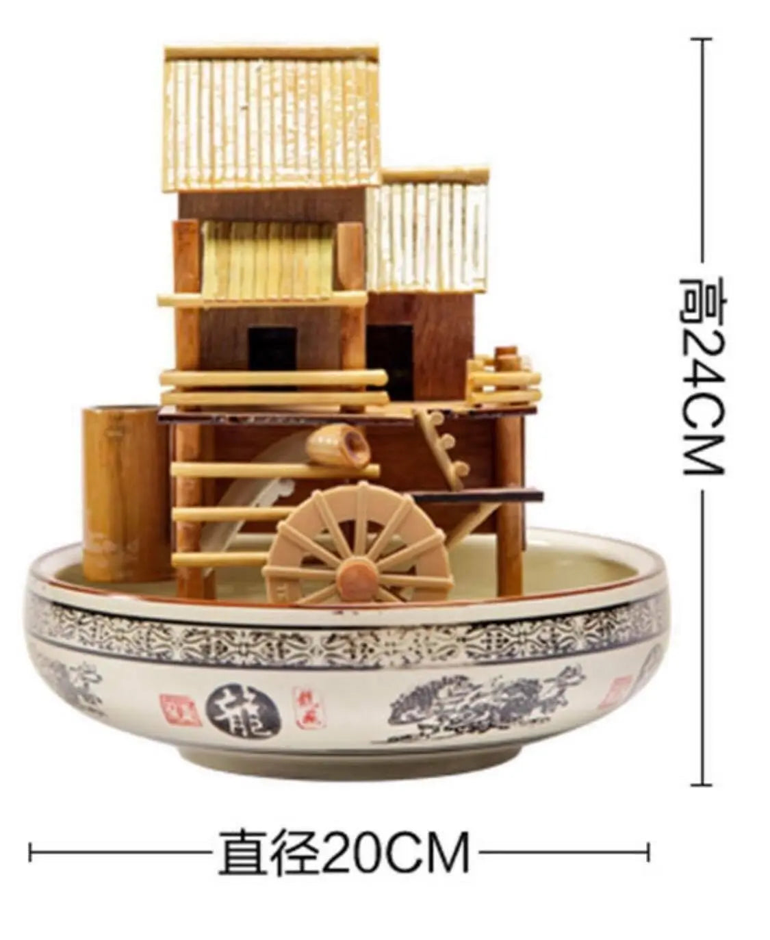 Bamboo Handmade Handcrafted Indoor Water Feature Flowing Water Wheels Home Decor