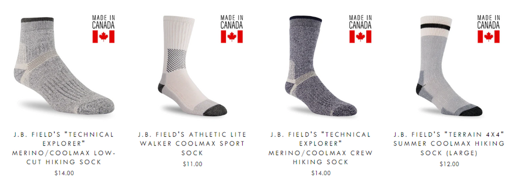 canadian made coolmax hiking and walking socks 