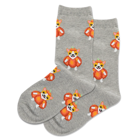 pumpkin corgi socks