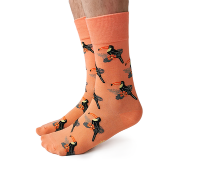 "Toucan Play" Cotton Crew Socks by Uptown Sox - Large - SALE
