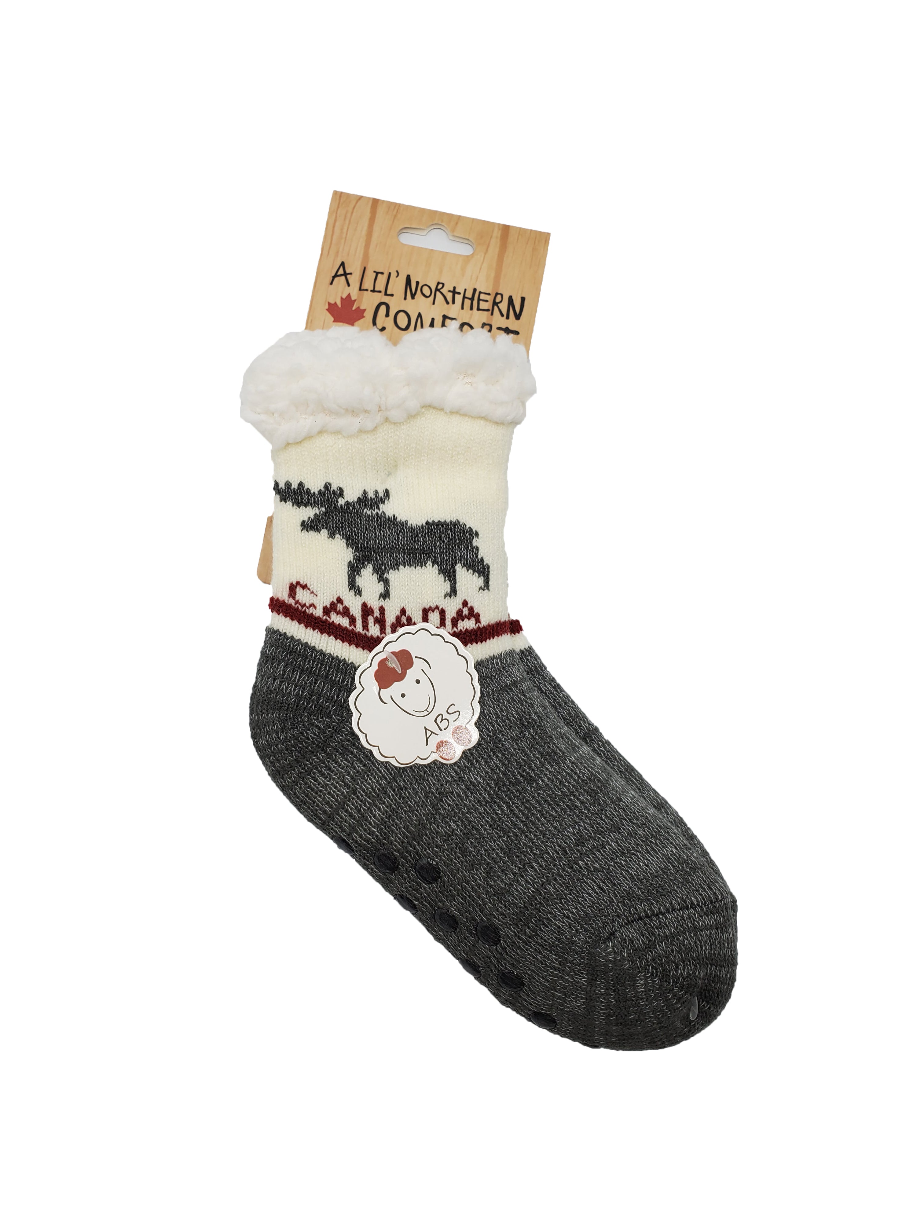 Northern Comfort Papa Bear Sherpa-Lined Men's Slipper Socks with Grippers