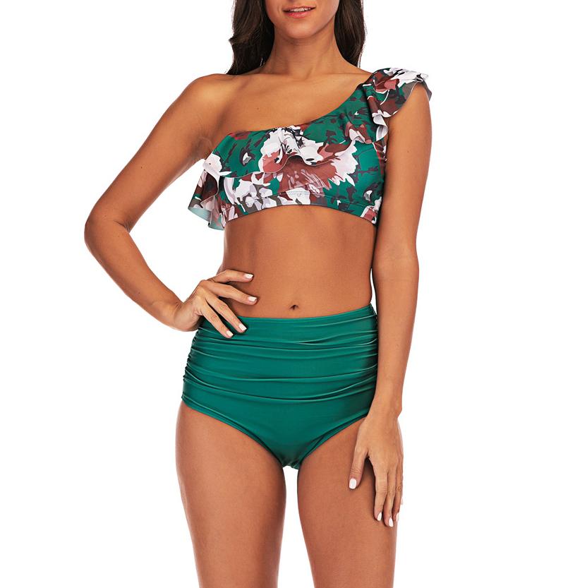 high waisted one shoulder bikini