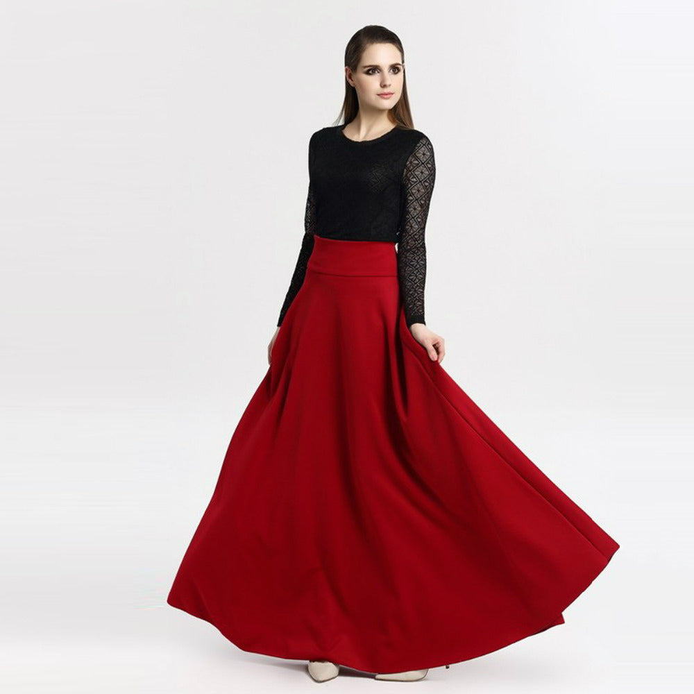 high waisted pleated maxi skirt