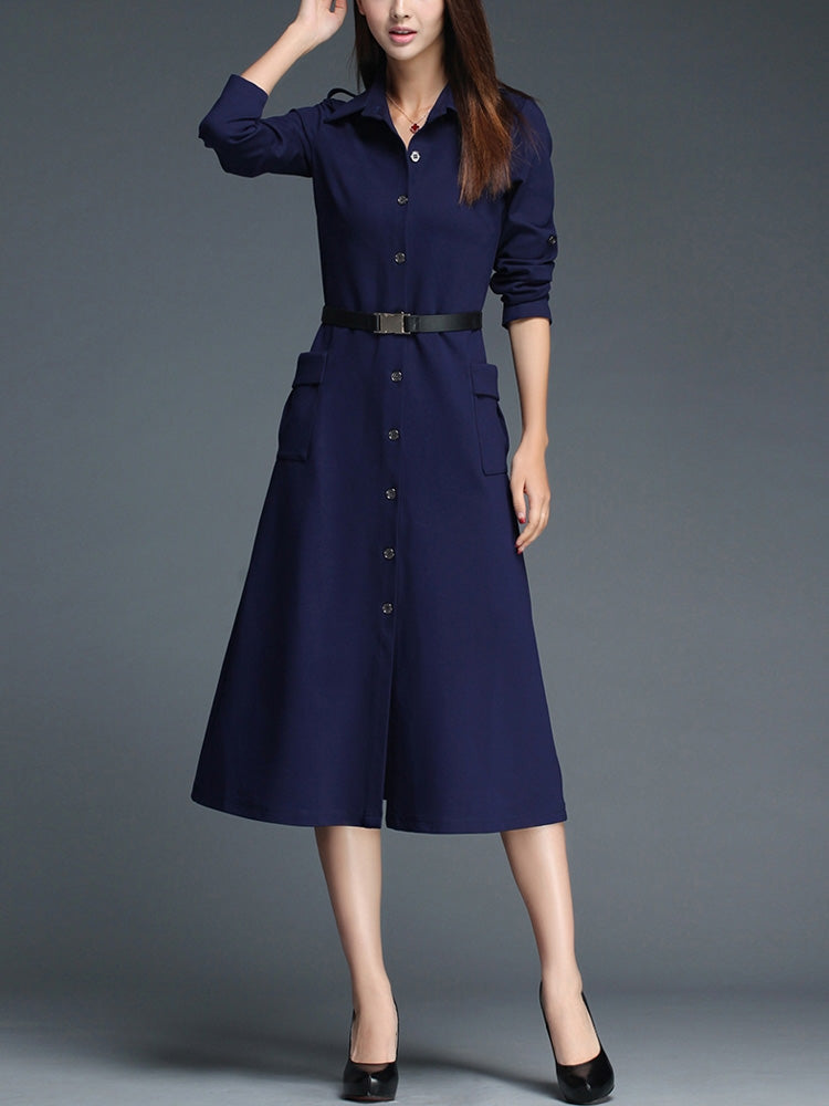 long sleeve midi shirt dress