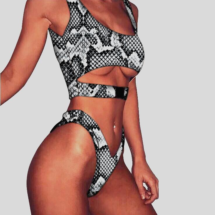 snakeskin print bathing suit