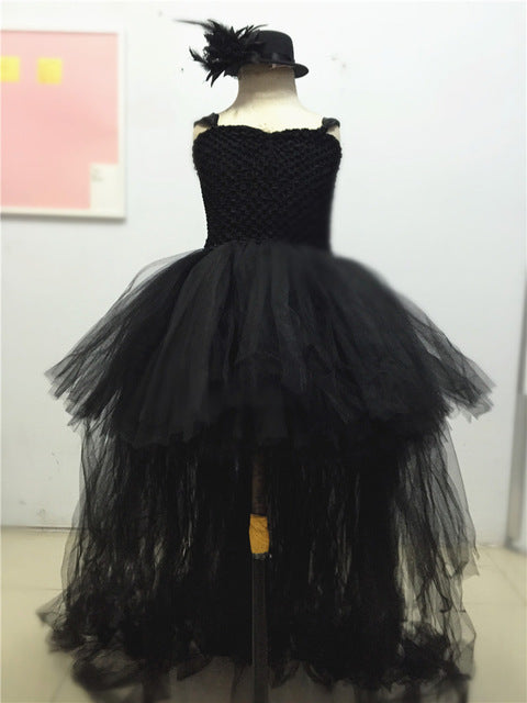 Black Flower Girls Dress For Wedding Gown Halloween Evening Party