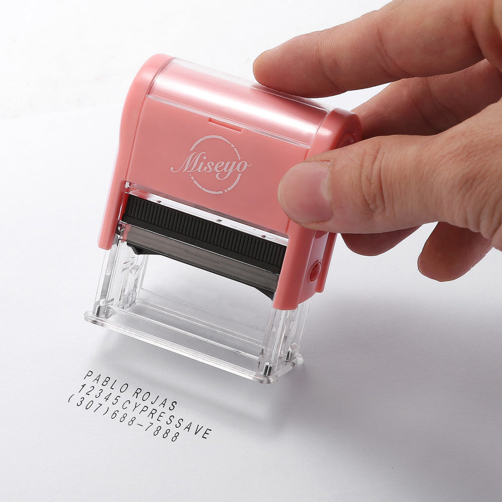 Miseyo Diy Self Inking Stamp Up To 3 Lines Customized Text Clothing L 0907