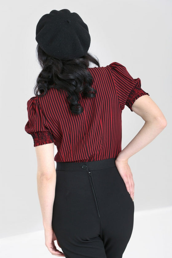 Hell Bunny Humbug Blouse in Black and Red