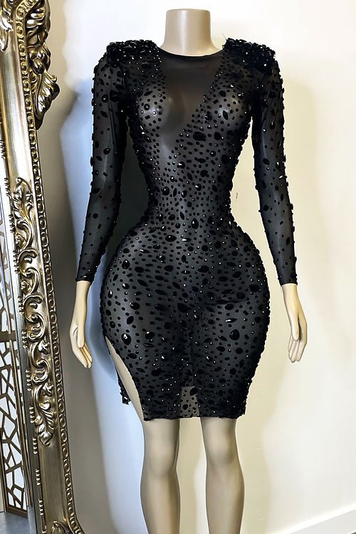 Josephine Black Diamante Dress | AMEKANA.COM