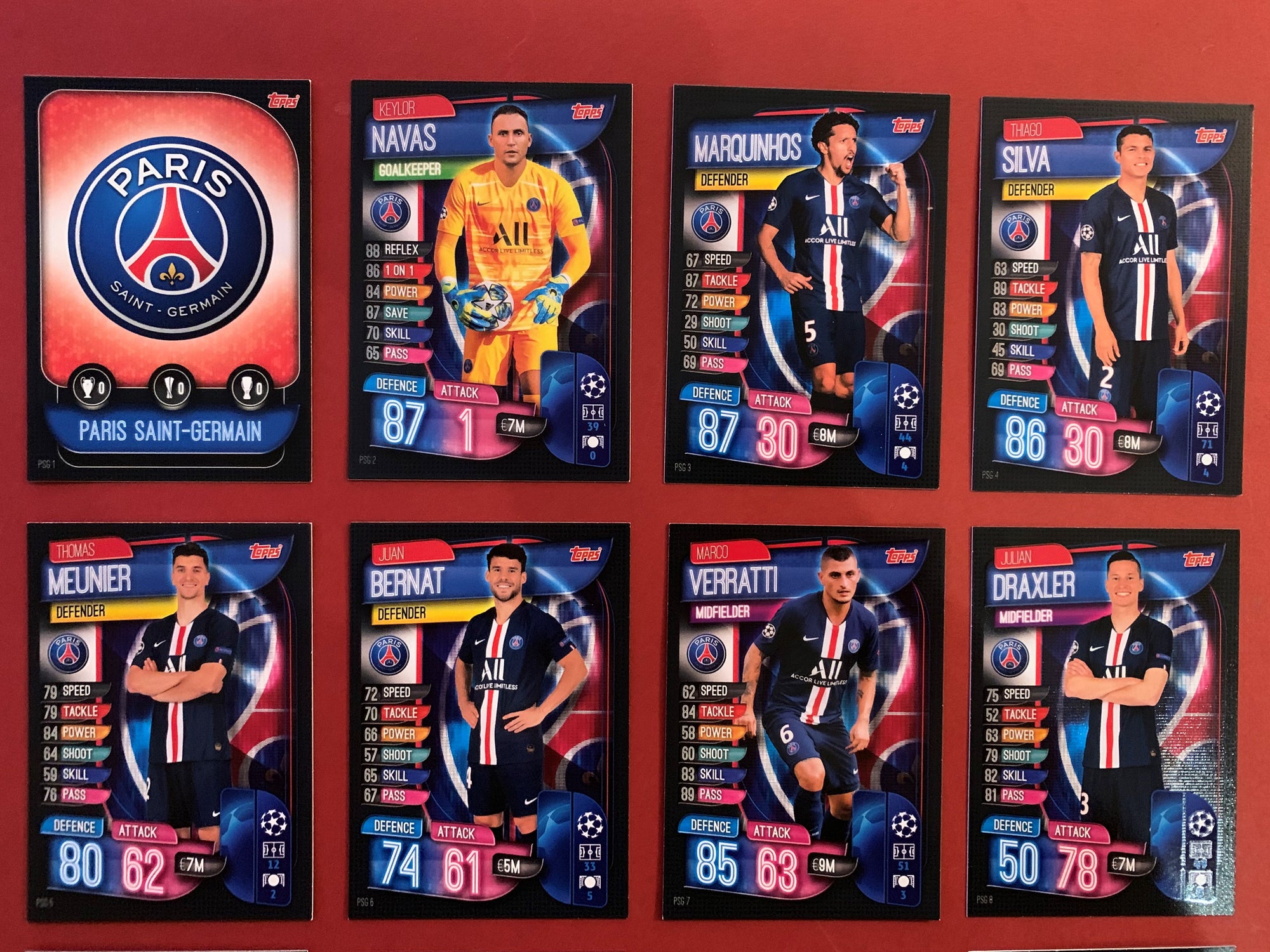 000. PARIS SAINTGERMAIN  KOMPLETT SETT MED TOPPS MATCH ATTAX CHAMPIO