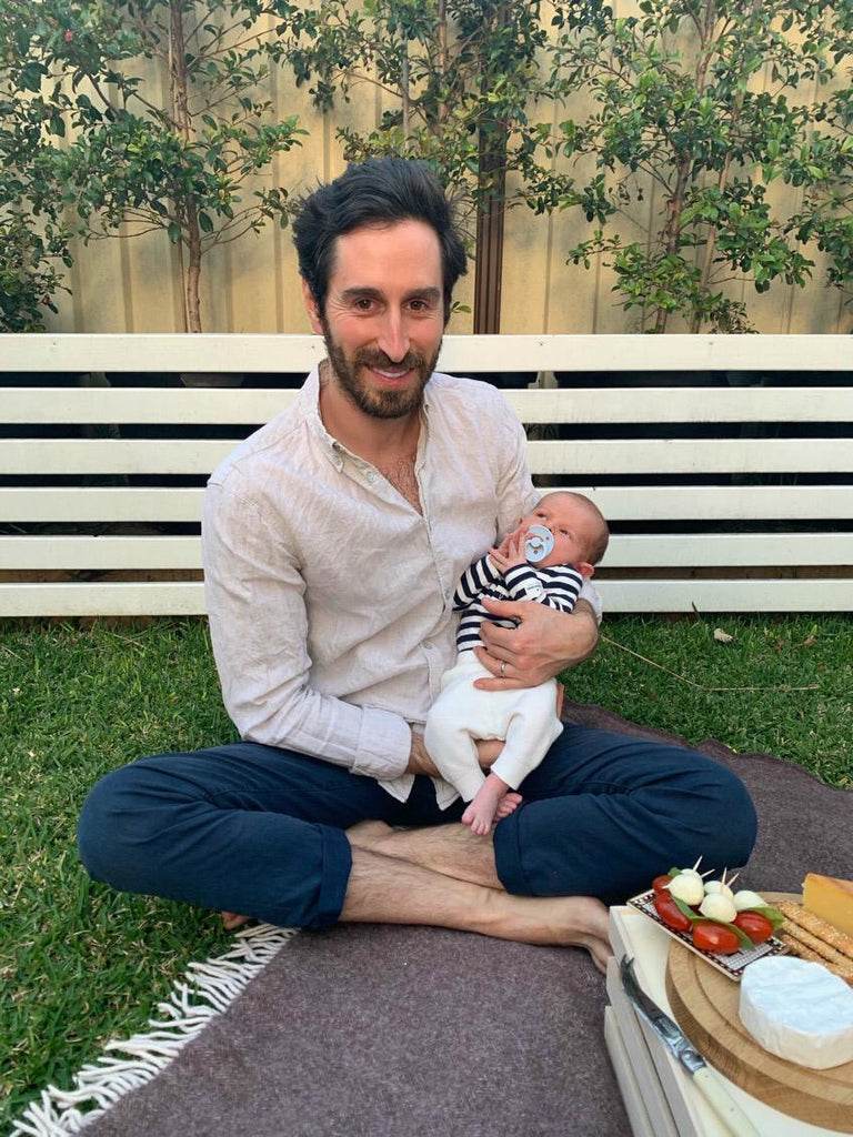 Willow Swim Fathers Day picnic dad with baby James