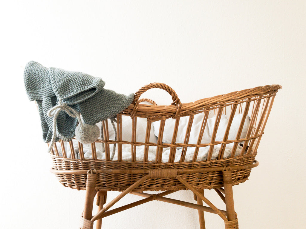 Moses basket with crochet blanket for baby