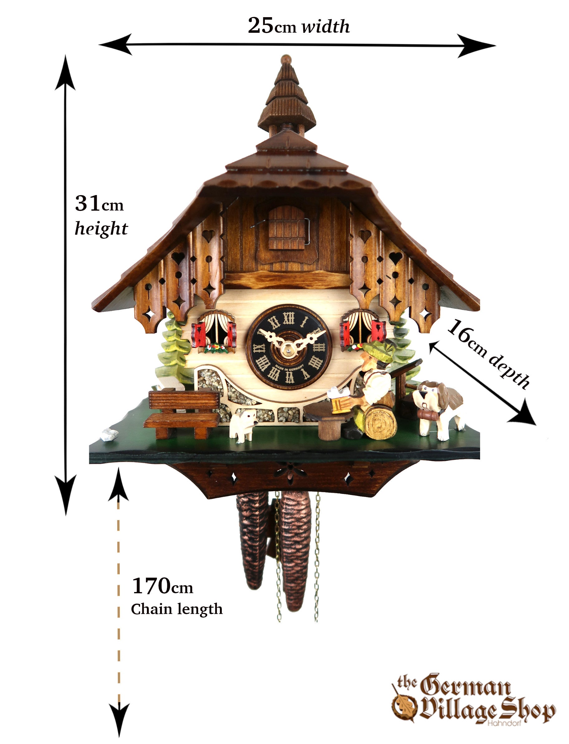 Size of German cuckoo clock imported and sold in Australia