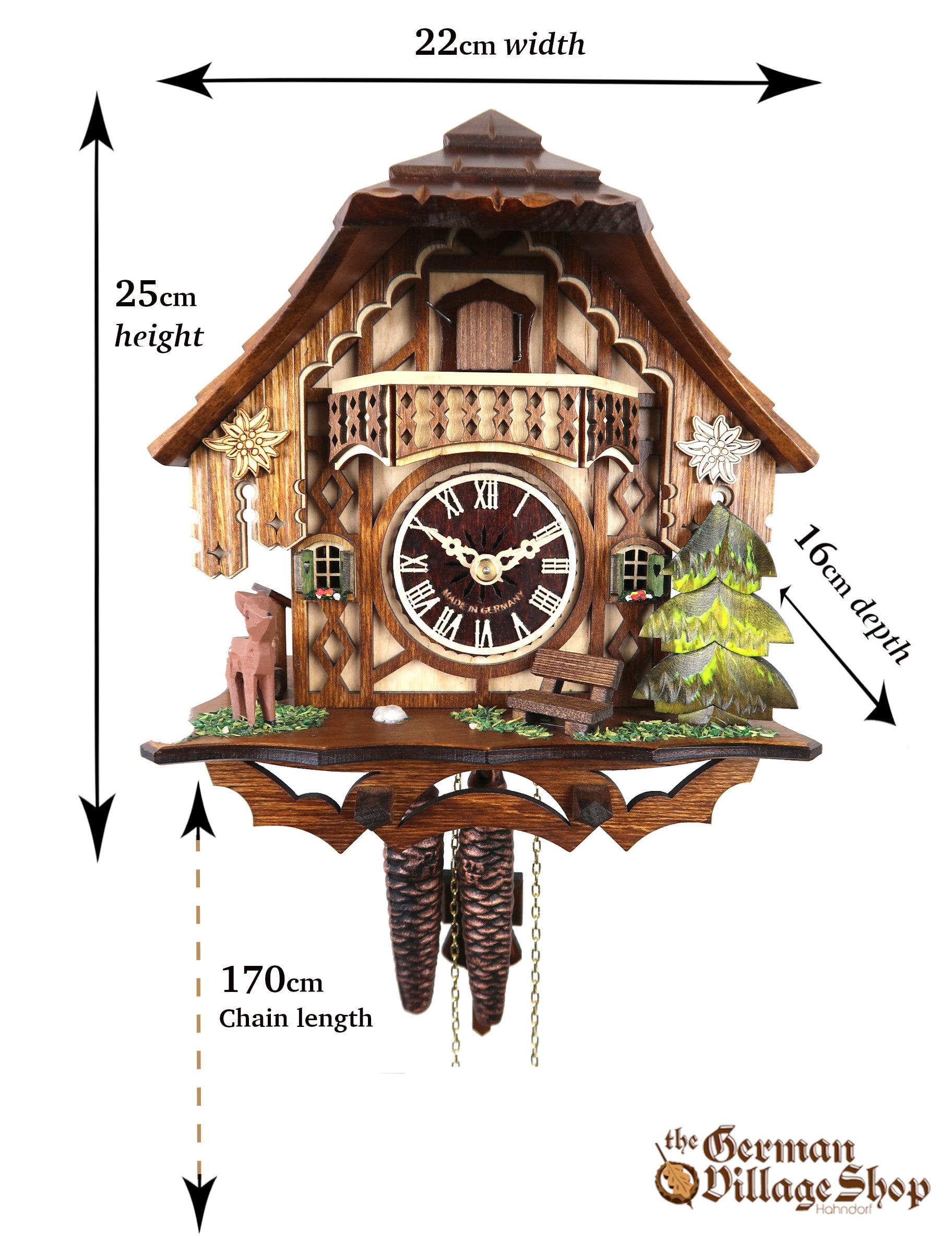 Size of German Cuckoo clock imported and sold in Australia