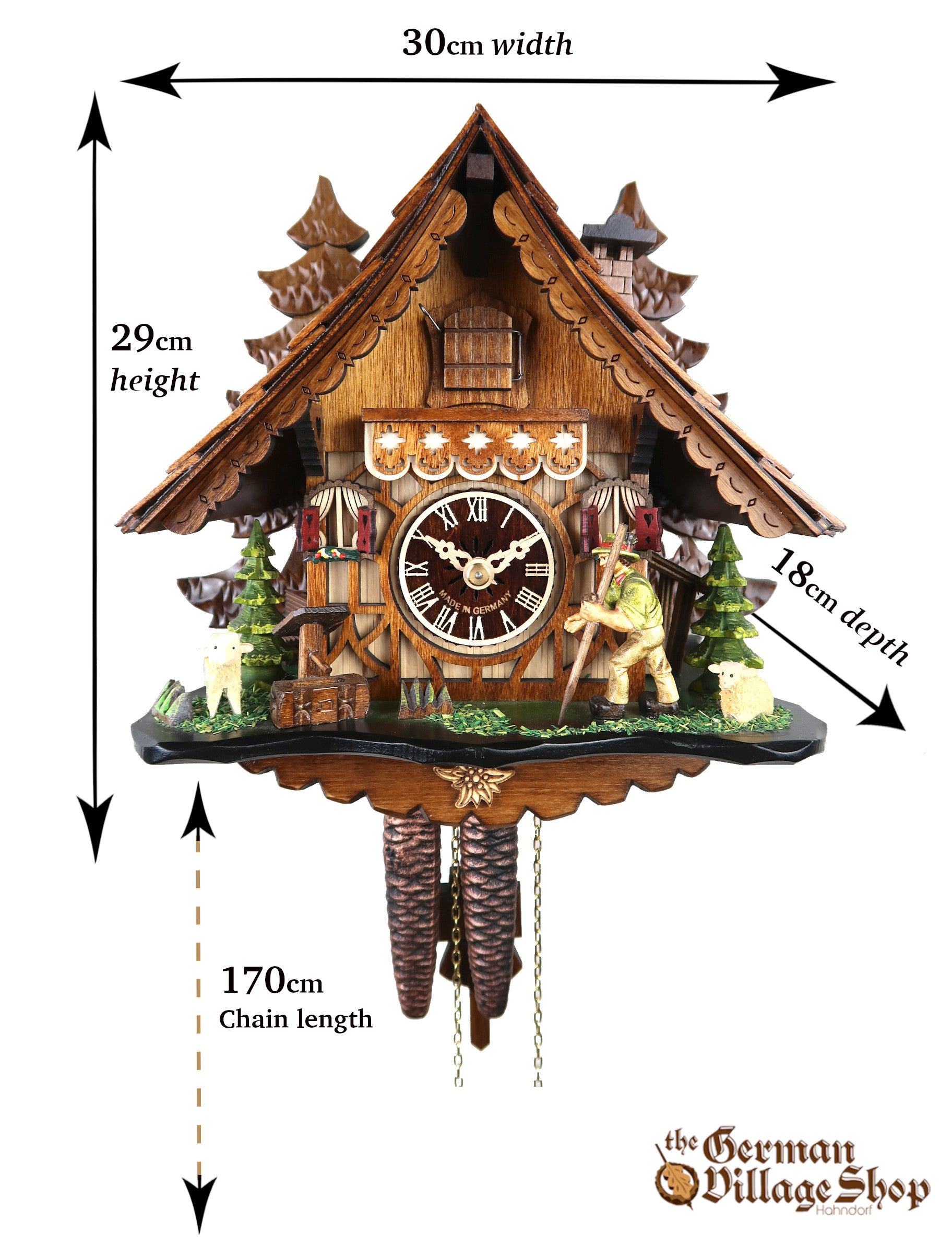 Size of German Cuckoo Clock imported and for sale in Australia