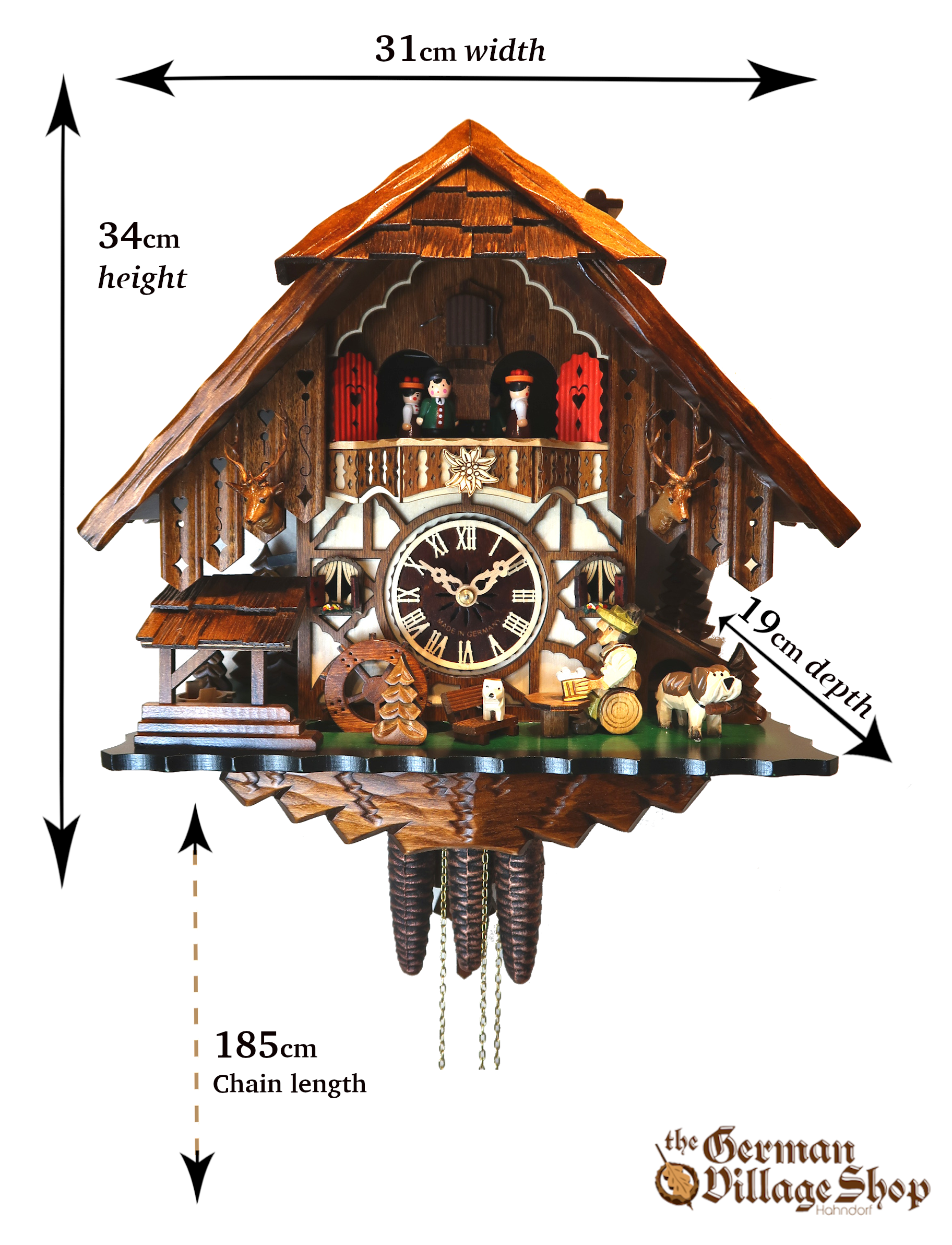 Size of German Cuckoo Clock imported and for sale in Australia