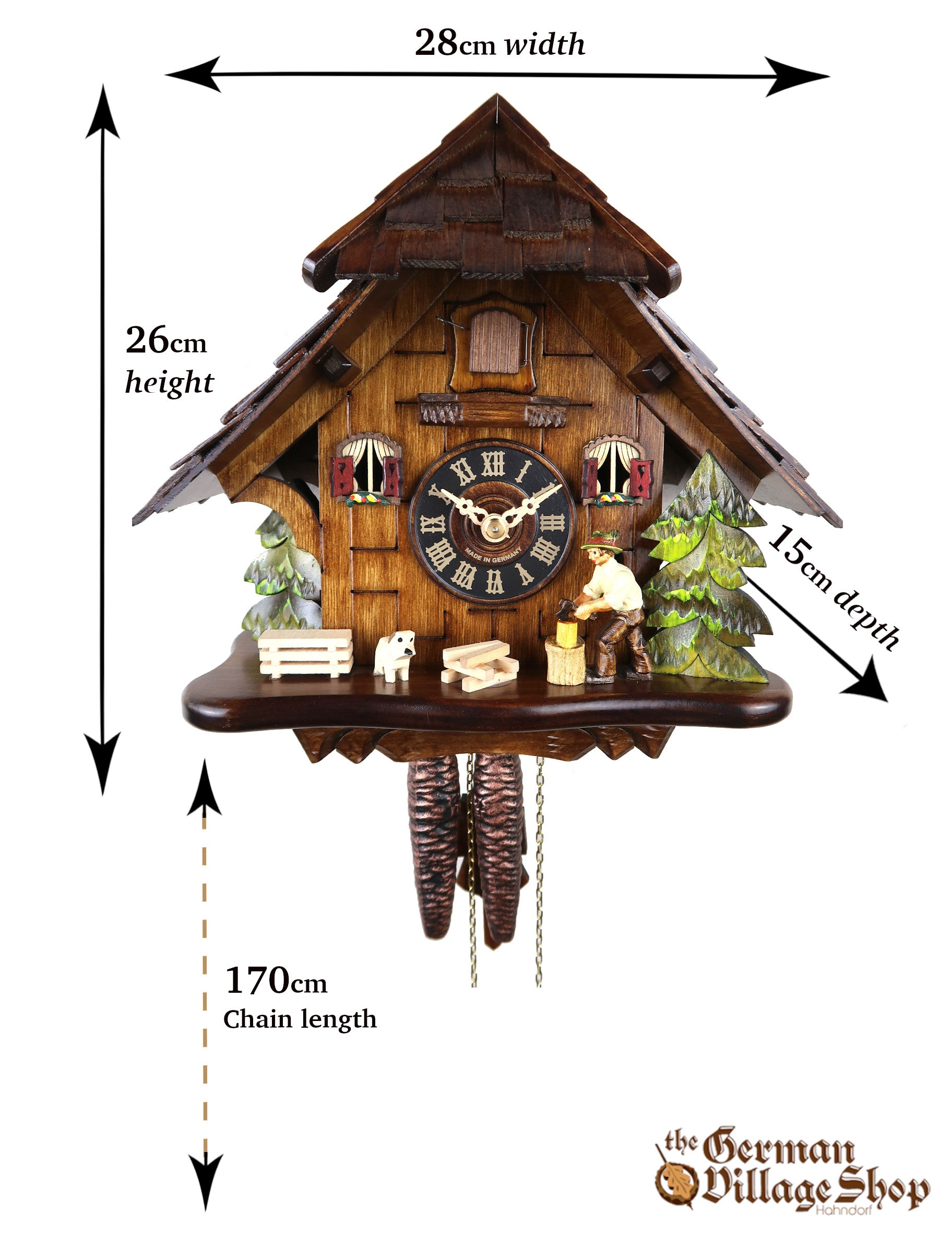 Size of German Cuckoo Clock imported and for sale In Australia