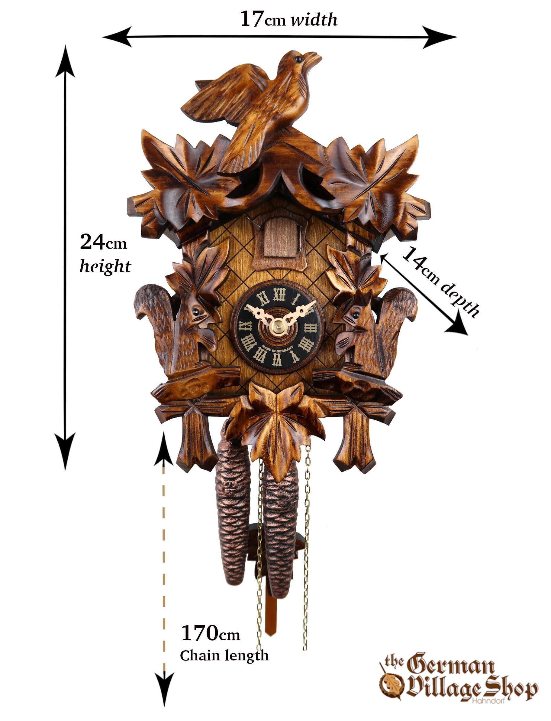 Size of German Cuckoo Clock imported and for sale in Australia